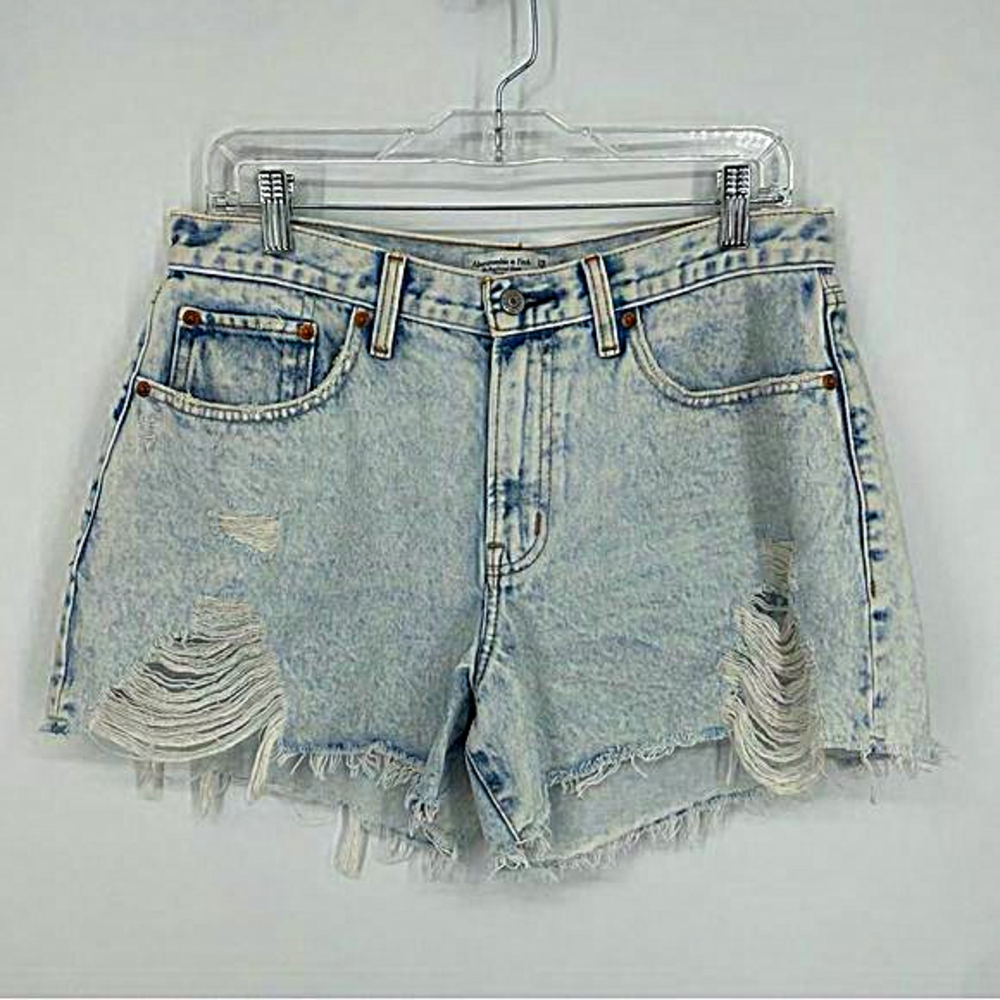 ABERCROMBIE & FITCH Curve Love Mid Rise the Boyfriend‎ Shorts acid wash 29/8
